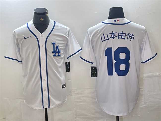 Mens Los Angeles Dodgers #18 Yoshinobu Yamamoto White Cool Base Stitched Jersey->los angeles dodgers->MLB Jersey